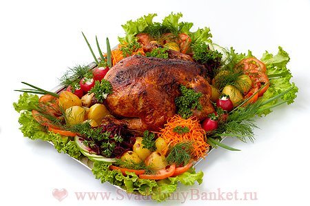 Пусть горячее блюдо будет приготовлено из мяса домашних животных и птиц - свинины, говядины, курицы или индейки.