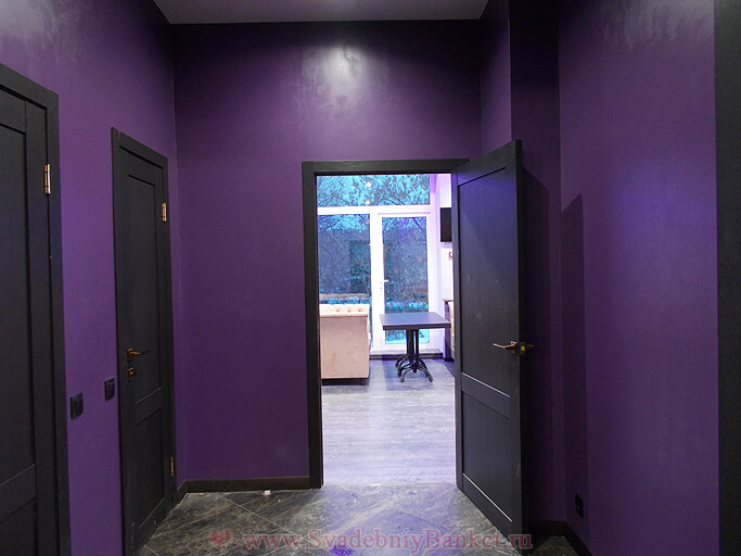 Дверь из основного зала в караоке зал караоке бара Чёрный какаду